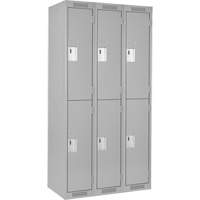 Clean Line Lockers, 2 -tier, Bank of 3, 36" x 18" x 72", Steel, Grey, Rivet (Assembled) Pronet Distribution