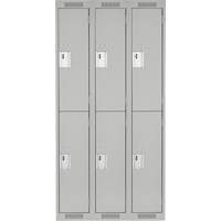 Clean Line Lockers, 2 -tier, Bank of 3, 36" x 18" x 72", Steel, Grey, Rivet (Assembled) Pronet Distribution