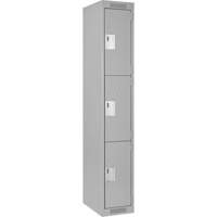 Clean Line Lockers, 3 -tier, 12" x 18" x 72", Steel, Grey, Rivet (Assembled) Pronet Distribution