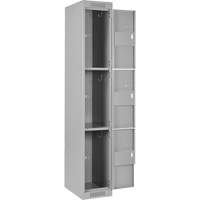 Clean Line Lockers, 3 -tier, Bank of 4, 48" x 18" x 72", Steel, Grey, Rivet (Assembled) Pronet Distribution