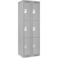 Clean Line Lockers, 3 -tier, Bank of 2, 24" x 18" x 72", Steel, Grey, Rivet (Assembled) Pronet Distribution