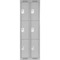 Clean Line Lockers, 3 -tier, Bank of 2, 24" x 18" x 72", Steel, Grey, Rivet (Assembled) Pronet Distribution