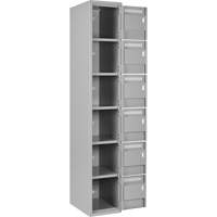 Clean Line Lockerettes, 6 -tier, Bank of 4, 48" x 18" x 72", Steel, Grey, Rivet (Assembled) Pronet Distribution