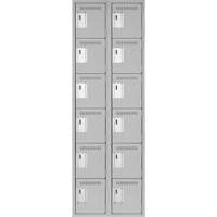 Clean Line Lockerettes, 6 -tier, Bank of 2, 24" x 18" x 72", Steel, Grey, Rivet (Assembled) Pronet Distribution