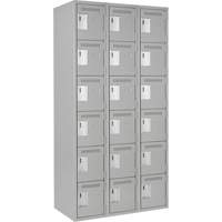 Clean Line Lockerettes, 6 -tier, Bank of 3, 36" x 18" x 72", Steel, Grey, Rivet (Assembled) Pronet Distribution