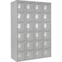 Clean Line Lockerettes, 6 -tier, Bank of 4, 48" x 18" x 72", Steel, Grey, Rivet (Assembled) Pronet Distribution