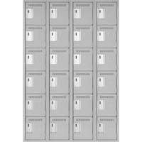 Clean Line Lockerettes, 6 -tier, Bank of 4, 48" x 18" x 72", Steel, Grey, Rivet (Assembled) Pronet Distribution