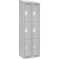 Clean Line Lockers, 3 -tier, Bank of 2, 24" x 18" x 78", Steel, Grey, Rivet (Assembled) Pronet Distribution