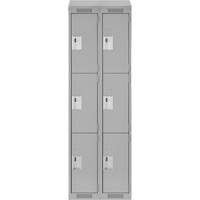 Clean Line Lockers, 3 -tier, Bank of 2, 24" x 18" x 78", Steel, Grey, Rivet (Assembled) Pronet Distribution