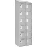Clean Line Lockerette , 6 -tier, Bank of 2, 24" x 18" x 78", Steel, Grey, Rivet (Assembled) Pronet Distribution