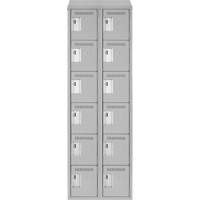 Clean Line Lockerette , 6 -tier, Bank of 2, 24" x 18" x 78", Steel, Grey, Rivet (Assembled) Pronet Distribution