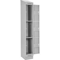 Clean Line Lockers, 3 -tier, Bank of 4, 48" x 18" x 82", Steel, Grey, Rivet (Assembled) Pronet Distribution