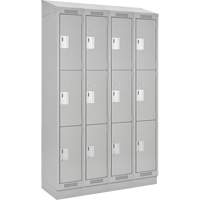 Clean Line Lockers, 3 -tier, Bank of 4, 48" x 18" x 82", Steel, Grey, Rivet (Assembled) Pronet Distribution