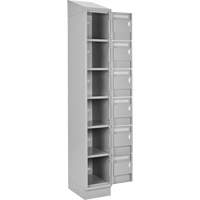 Clean Line Lockerette, 6 -tier, Bank of 4, 48" x 18" x 82", Steel, Grey, Rivet (Assembled) Pronet Distribution