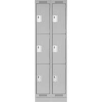 Clean Line Lockers, 3 -tier, Bank of 2, 24" x 18" x 76", Steel, Grey, Rivet (Assembled) Pronet Distribution
