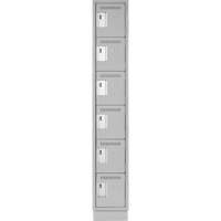 Clean Line Lockerette, 6 -tier, 12" x 18" x 76", Steel, Grey, Rivet (Assembled) Pronet Distribution