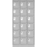 Clean Line Lockerette, 6 -tier, Bank of 3, 36" x 18" x 76", Steel, Grey, Rivet (Assembled) Pronet Distribution