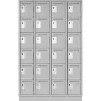 Clean Line Lockerette, 6 -tier, Bank of 4, 48" x 18" x 76", Steel, Grey, Rivet (Assembled) Pronet Distribution