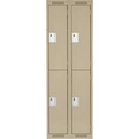 Clean Line Lockers, 2 -tier, Bank of 2, 24" x 18" x 72", Steel, Beige, Rivet (Assembled) Pronet Distribution