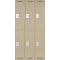 Clean Line Lockers, 2 -tier, Bank of 3, 36" x 18" x 72", Steel, Beige, Rivet (Assembled) Pronet Distribution