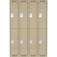 Casiers Clean Line, 2 niveaux, Bloc de 4, 48" x 18" x 72", Acier, Beige, Rivet (assembl&eacute;) Pronet Distribution