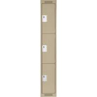 Clean Line Lockers, 3 -tier, 12" x 18" x 72", Steel, Beige, Rivet (Assembled) Pronet Distribution