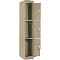 Clean Line Lockers, 3 -tier, Bank of 4, 48" x 18" x 72", Steel, Beige, Rivet (Assembled) Pronet Distribution