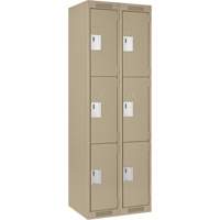 Clean Line Lockers, 3 -tier, Bank of 2, 24" x 18" x 72", Steel, Beige, Rivet (Assembled) Pronet Distribution