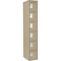 Clean Line Lockerette, 6 -tier, 12" x 18" x 72", Steel, Beige, Rivet (Assembled) Pronet Distribution