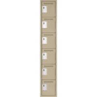 Clean Line Lockerette, 6 -tier, 12" x 18" x 72", Steel, Beige, Rivet (Assembled) Pronet Distribution