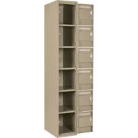Clean Line Lockerette, 6 -tier, Bank of 4, 48" x 18" x 72", Steel, Beige, Rivet (Assembled) Pronet Distribution