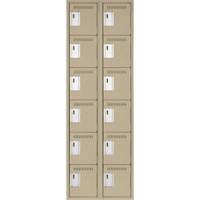 Clean Line Lockerette, 6 -tier, Bank of 2, 24" x 18" x 72", Steel, Beige, Rivet (Assembled) Pronet Distribution