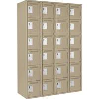 Clean Line Lockerette, 6 -tier, Bank of 4, 48" x 18" x 72", Steel, Beige, Rivet (Assembled) Pronet Distribution