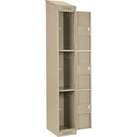Clean Line Lockers, 3 -tier, Bank of 4, 48" x 18" x 78", Steel, Beige, Rivet (Assembled) Pronet Distribution