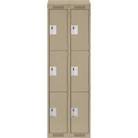 Clean Line Lockers, 3 -tier, Bank of 2, 24" x 18" x 78", Steel, Beige, Rivet (Assembled) Pronet Distribution