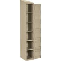Clean Line Lockerette, 6 -tier, Bank of 4, 48" x 18" x 78", Steel, Beige, Rivet (Assembled) Pronet Distribution