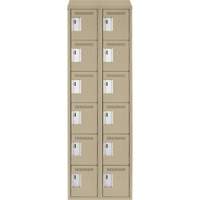 Clean Line Lockerette, 6 -tier, Bank of 2, 24" x 18" x 78", Steel, Beige, Rivet (Assembled) Pronet Distribution