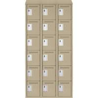 Clean Line Lockerette, 6 -tier, Bank of 3, 36" x 18" x 78", Steel, Beige, Rivet (Assembled) Pronet Distribution