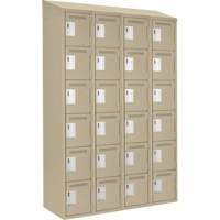 Clean Line Lockerette, 6 -tier, Bank of 4, 48" x 18" x 78", Steel, Beige, Rivet (Assembled) Pronet Distribution