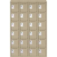 Clean Line Lockerette, 6 -tier, Bank of 4, 48" x 18" x 78", Steel, Beige, Rivet (Assembled) Pronet Distribution