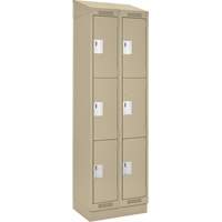 Clean Line Lockers, 3 -tier, Bank of 2, 24" x 18" x 82", Steel, Beige, Rivet (Assembled) Pronet Distribution