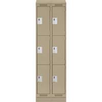 Clean Line Lockers, 3 -tier, Bank of 2, 24" x 18" x 82", Steel, Beige, Rivet (Assembled) Pronet Distribution