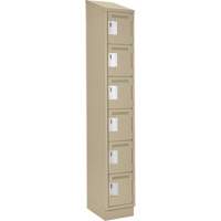 Clean Line Lockerette , 6 -tier, 12" x 18" x 82", Steel, Beige, Rivet (Assembled) Pronet Distribution