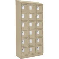 Clean Line Lockerette , 6 -tier, Bank of 3, 36" x 18" x 82", Steel, Beige, Rivet (Assembled) Pronet Distribution