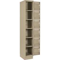 Clean Line Lockerette, 6 -tier, Bank of 4, 48" x 18" x 76", Steel, Beige, Rivet (Assembled) Pronet Distribution
