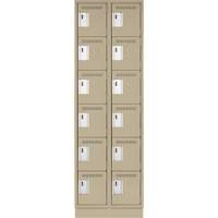 Clean Line Lockerette, 6 -tier, Bank of 2, 24" x 18" x 76", Steel, Beige, Rivet (Assembled) Pronet Distribution