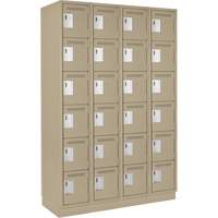 Clean Line Lockerette, 6 -tier, Bank of 4, 48" x 18" x 76", Steel, Beige, Rivet (Assembled) Pronet Distribution