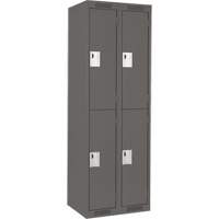 Clean Line Lockers, 2 -tier, Bank of 2, 24" x 18" x 72", Steel, Charcoal, Rivet (Assembled) Pronet Distribution
