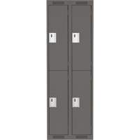 Clean Line Lockers, 2 -tier, Bank of 2, 24" x 18" x 72", Steel, Charcoal, Rivet (Assembled) Pronet Distribution