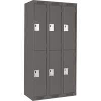 Clean Line Lockers, 2 -tier, Bank of 3, 36" x 18" x 72", Steel, Charcoal, Rivet (Assembled) Pronet Distribution